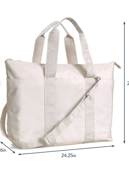 Itzy Ritzy Handbags - Itzy Ritzy Cream Travel Tote Bag Baby Bundle Pacifier Glass Bottle